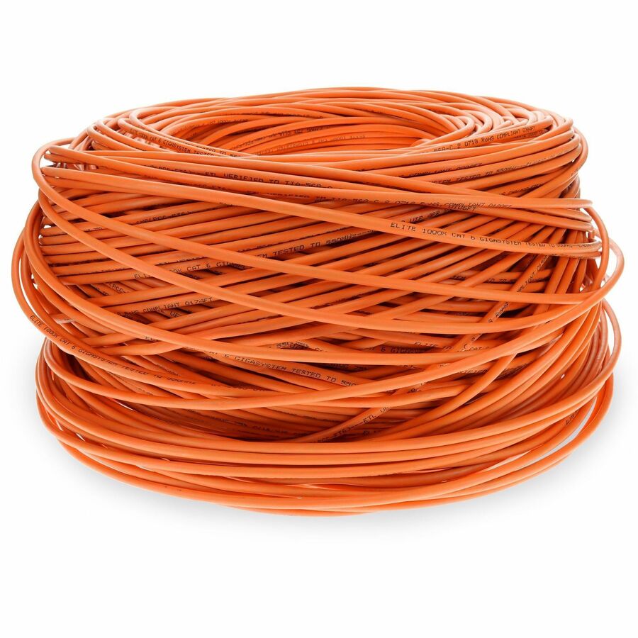 AddOn 1000ft Non-Terminated Orange Cat6 STP Plenum Rated Copper Patch Cable