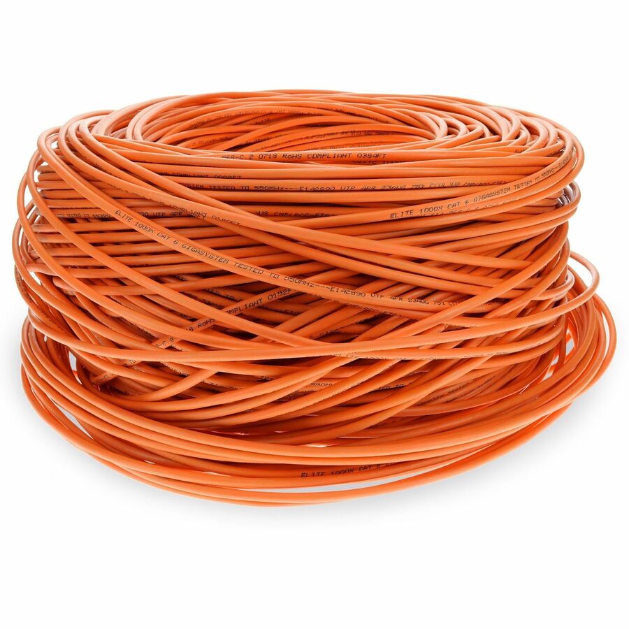 AddOn 1000ft Non-Terminated Orange Cat6 STP Plenum Rated Copper Patch Cable