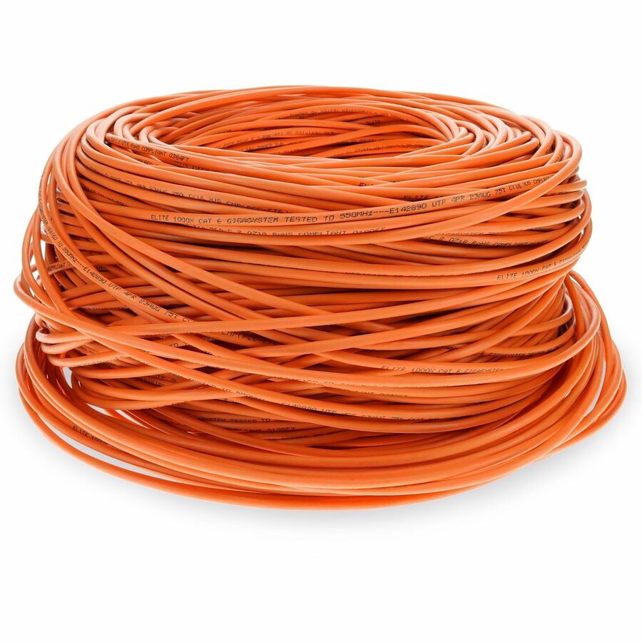 AddOn 1000ft Non-Terminated Orange Cat6 STP Plenum Rated Copper Patch Cable