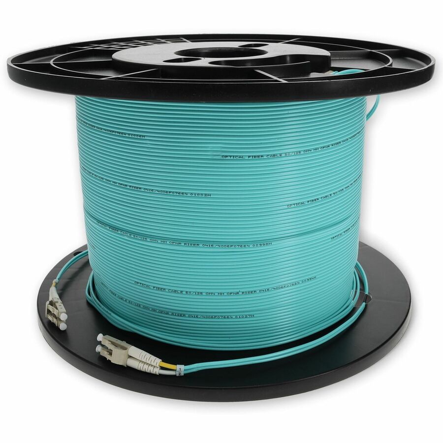 AddOn 180m LC (Male) to LC (Male) Aqua OM3 Duplex Fiber OFNR (Riser-Rated) Patch Cable