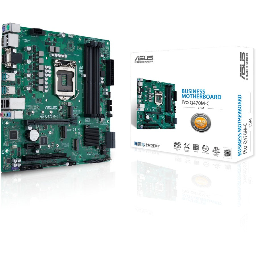 Asus Q470M-C/CSM Desktop Motherboard - Intel Q470 Chipset - Socket LGA-1200 - Intel Optane Memory Ready - Micro ATX