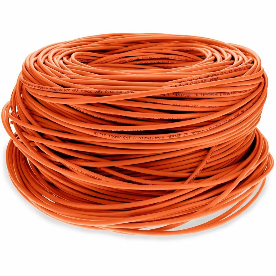 AddOn 1000ft Non-Terminated Orange Cat6 STP PVC Copper Patch Cable