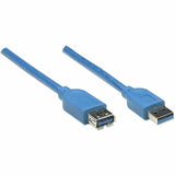 Manhattan SuperSpeed USB 3.0 A Male/A Female Extension Cable, 10 ft (3m), Blue