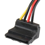 StarTech.com 12in LP4 to 2x Right Angle Latching SATA Power Y Cable Splitter - 4 Pin LP4 to Dual SATA