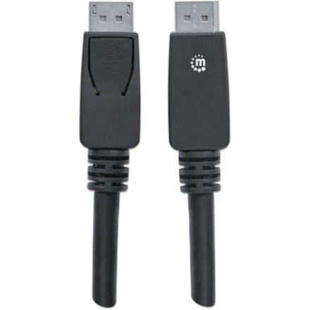 Manhattan DisplayPort 1.1 Cable, 4K@60Hz, 7.5m, Male to Male, With Latches, Fully Shielded, Black, Lifetime Warranty, Polybag