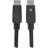 Manhattan DisplayPort 1.1 Cable, 4K@60Hz, 7.5m, Male to Male, With Latches, Fully Shielded, Black, Lifetime Warranty, Polybag