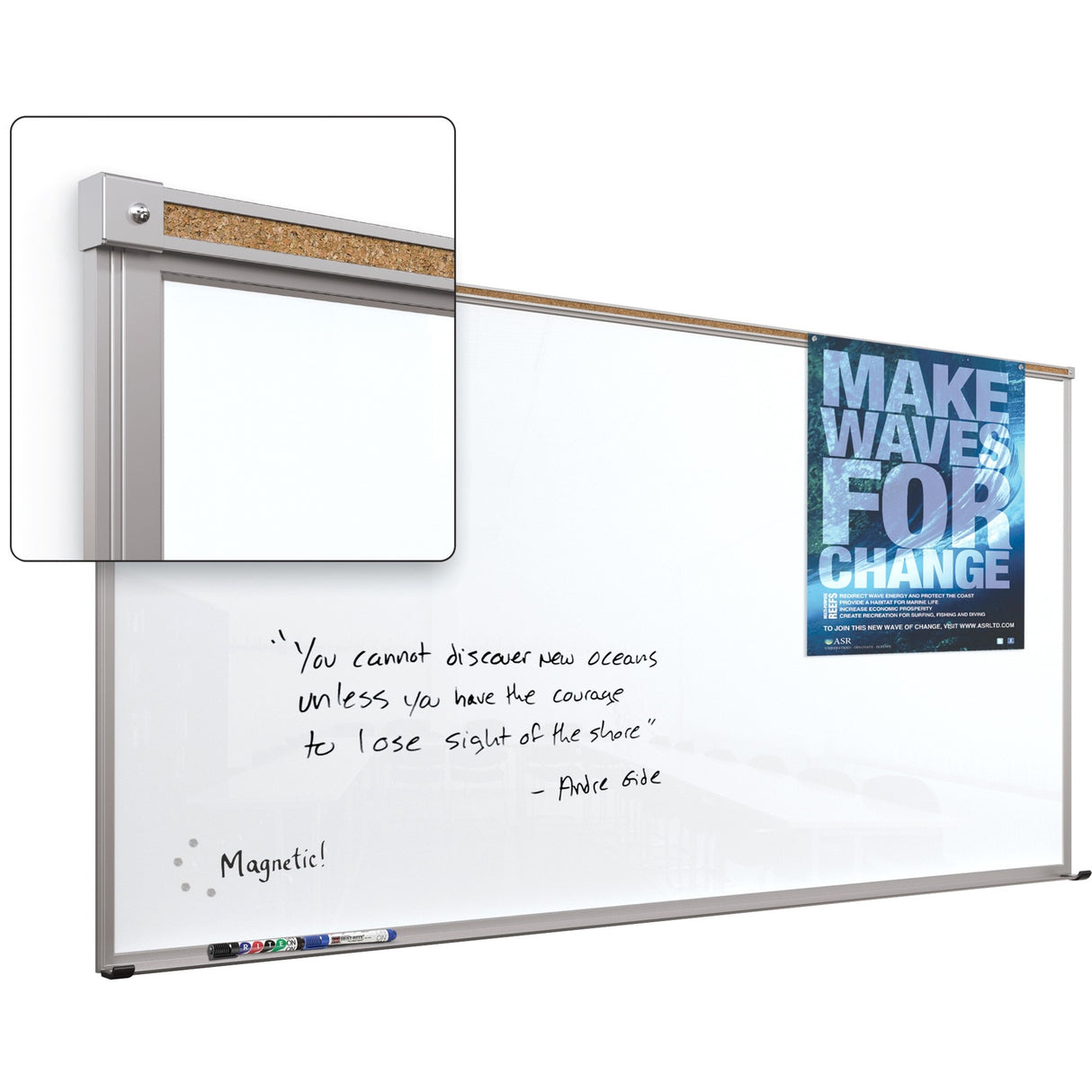 Balt Framed Magnetic Glass Dry Erase Whiteboard