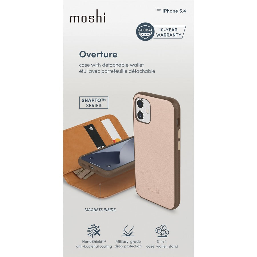 Moshi Overture Carrying Case (Wallet) Apple iPhone 12 mini Smartphone - Luna Pink