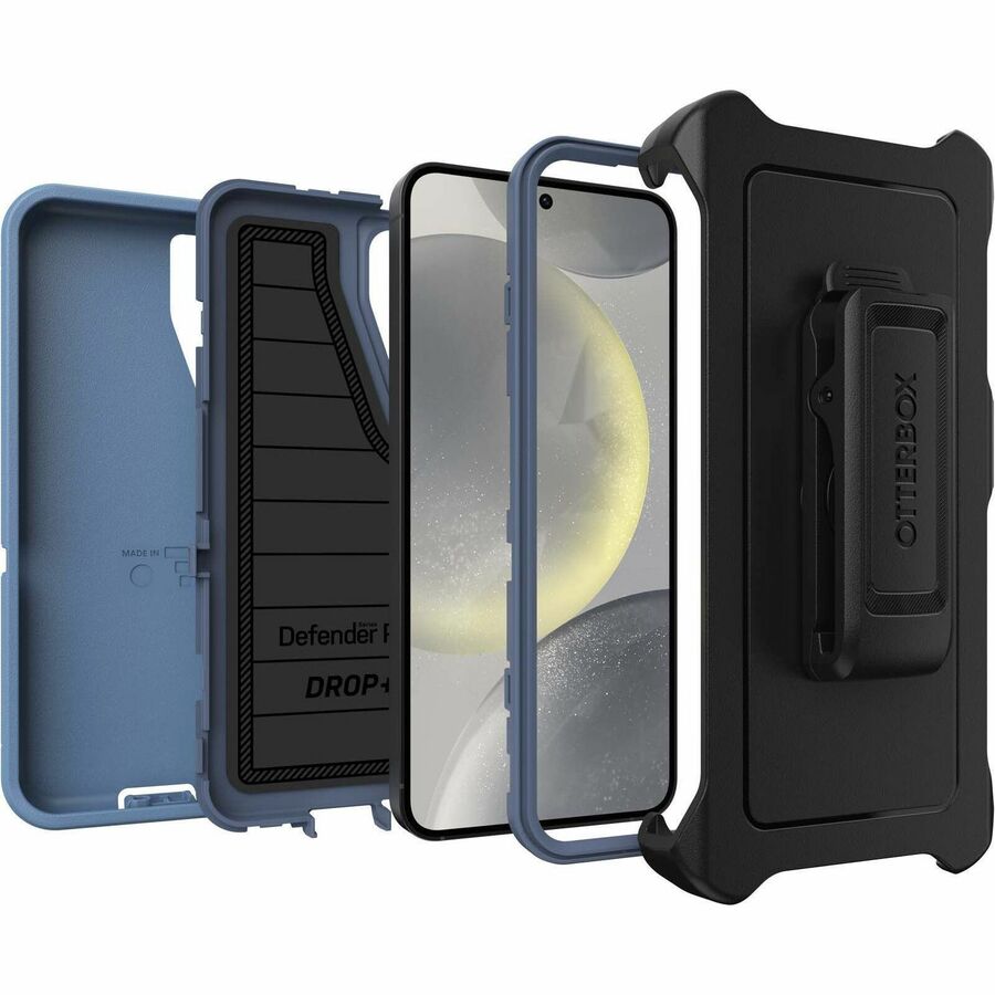 OtterBox Defender Series Pro Rugged Carrying Case (Holster) Samsung Galaxy S24 Smartphone - Baby Blue Jeans (Blue)