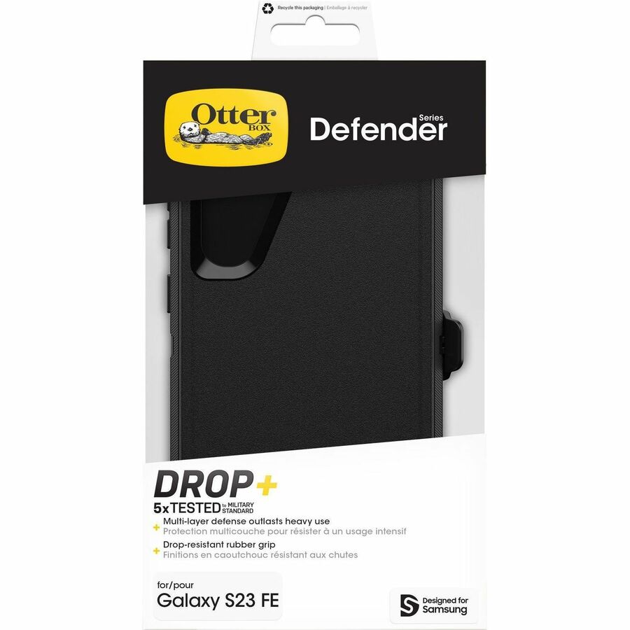 OtterBox Defender Carrying Case (Holster) Samsung Galaxy S23 FE Smartphone - Black