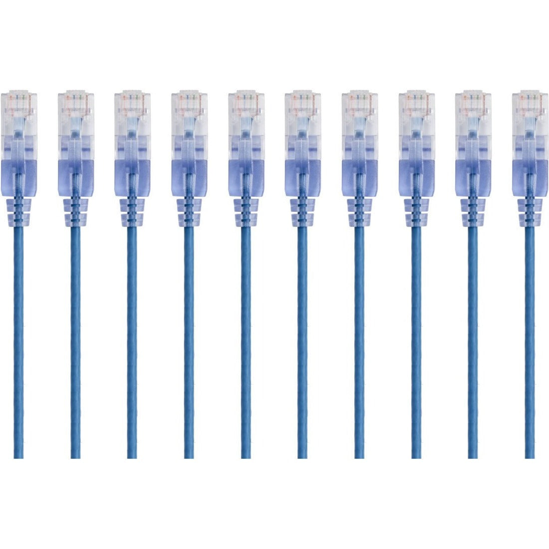 Monoprice 10-Pack, SlimRun Cat6A Ethernet Network Patch Cable, 10ft Blue