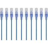 Monoprice 10-Pack, SlimRun Cat6A Ethernet Network Patch Cable, 10ft Blue