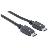 Manhattan DisplayPort 1.1 Cable, 4K@60Hz, 10m, Male to Male, With Latches, Fully Shielded, Black, Lifetime Warranty, Polybag