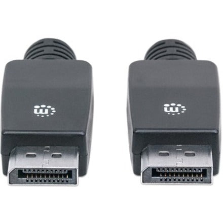 Manhattan DisplayPort 1.1 Cable, 4K@60Hz, 10m, Male to Male, With Latches, Fully Shielded, Black, Lifetime Warranty, Polybag