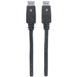 Manhattan DisplayPort 1.1 Cable, 4K@60Hz, 10m, Male to Male, With Latches, Fully Shielded, Black, Lifetime Warranty, Polybag