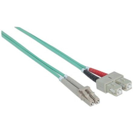 Intellinet Network Solutions Fiber Optic Patch Cable, LC/SC, OM3, 50/125, Multimode, Duplex, Aqua, 10 ft (3 m)