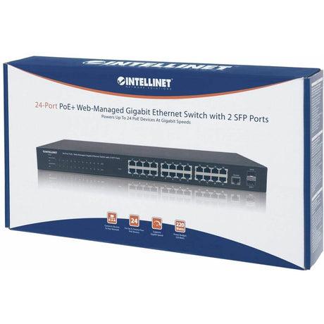 Manhattan 24-Port Gigabit Ethernet PoE+ Web-Managed Switch with 2 SFP Ports