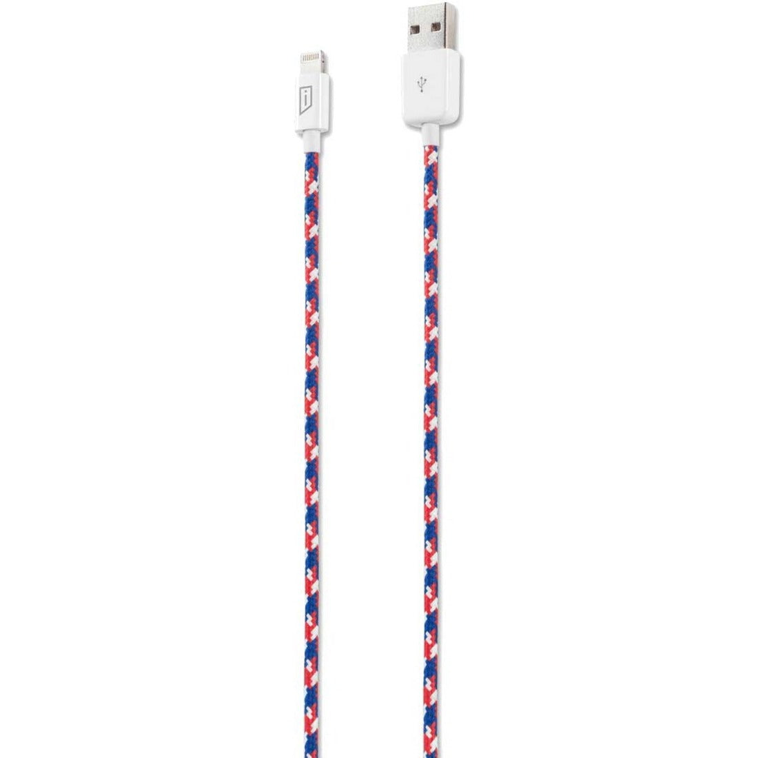 iStore Lightning Charge 4ft (1.2m) Marbled Woven Cable (Red/White/Blue)