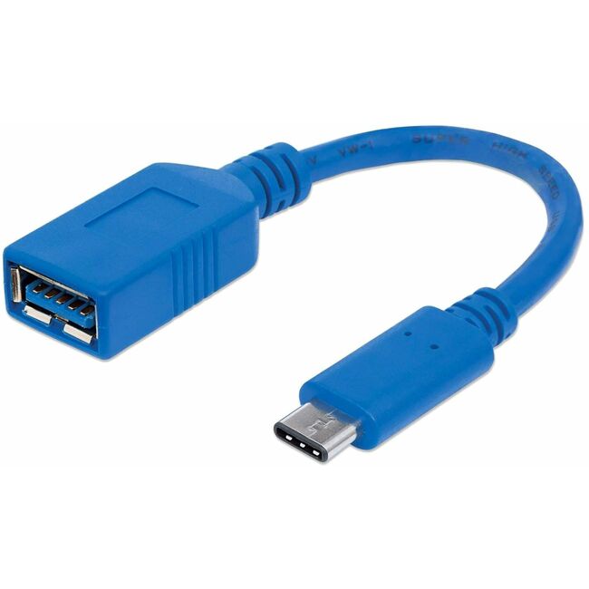 Manhattan SuperSpeed USB 3.1 Gen1 Type-C Male to Type-A Female Device Cable, 5 Gbps, Blue, 6"