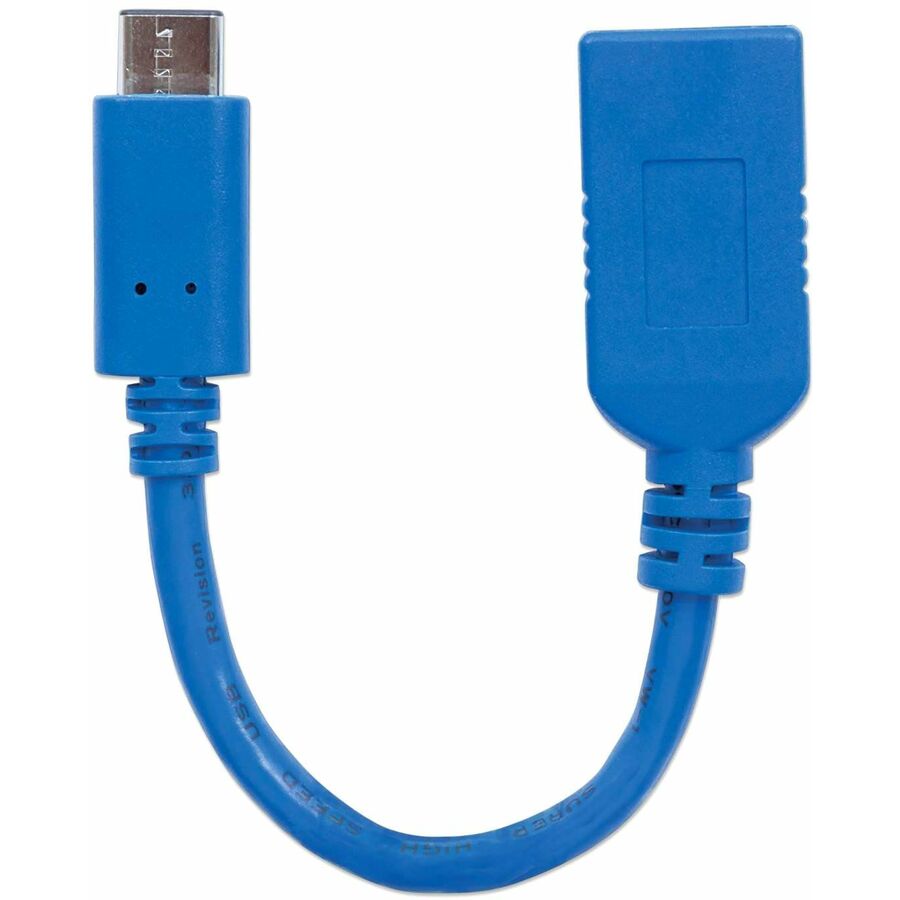 Manhattan SuperSpeed USB 3.1 Gen1 Type-C Male to Type-A Female Device Cable, 5 Gbps, Blue, 6"