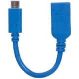 Manhattan SuperSpeed USB 3.1 Gen1 Type-C Male to Type-A Female Device Cable, 5 Gbps, Blue, 6"