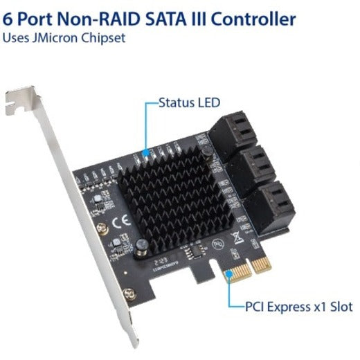 SYBA Multimedia 6 Port SATA III to PCIe 3.0 x1 Non-RAID Expansion Card SY-PEX40166