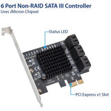 SYBA Multimedia 6 Port SATA III to PCIe 3.0 x1 Non-RAID Expansion Card SY-PEX40166