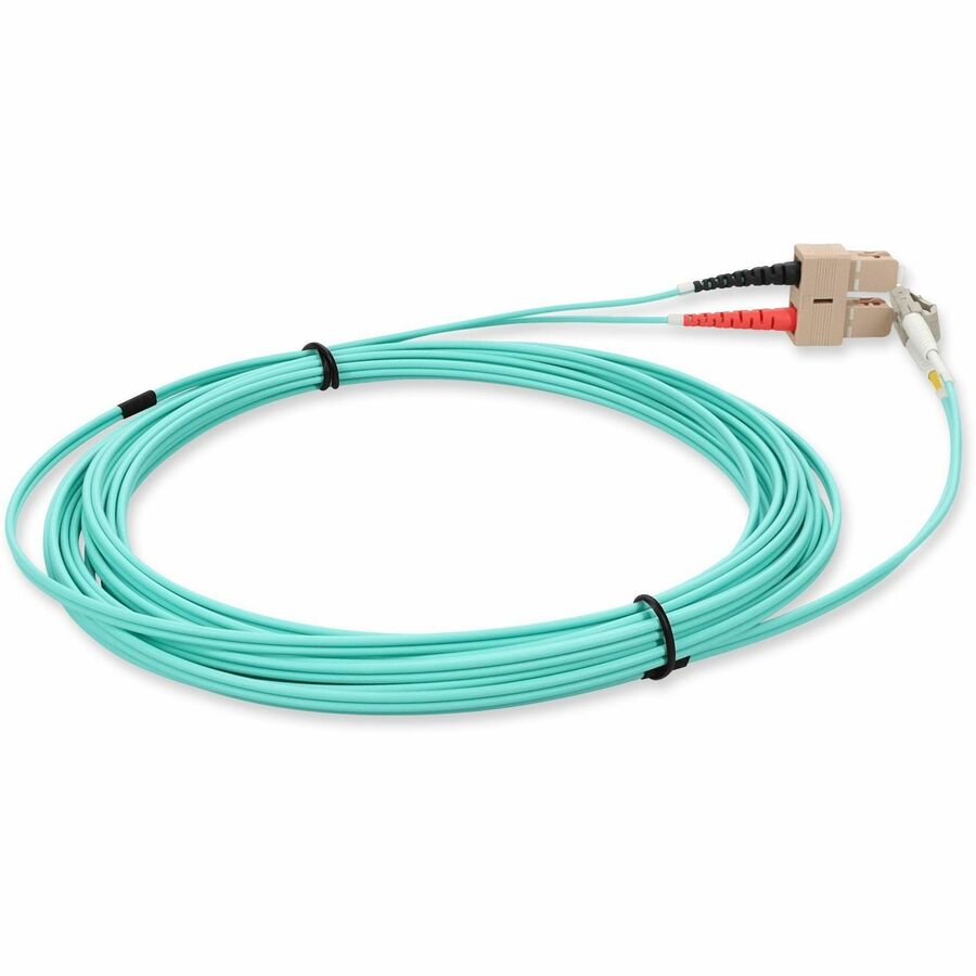 AddOn 2m LC (Male) to SC (Male) Aqua OM4 Duplex Fiber LSZH Patch Cable