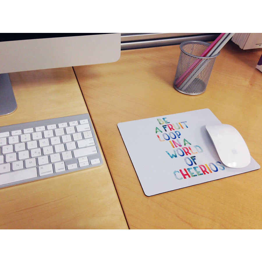 OTM Quotes Prints White Mouse Pad, Fruit Loop