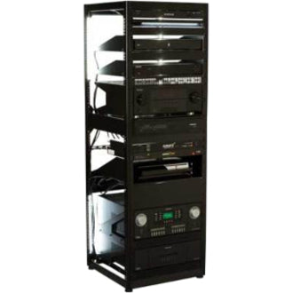 Sanus Component Series AV Rack - 15RU Open Frame Network Rack - 26in Height - Black