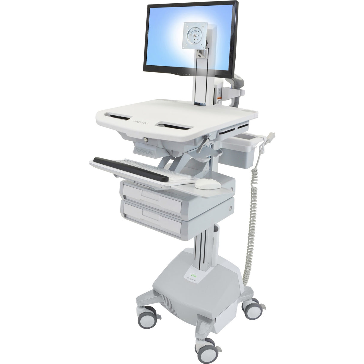 Ergotron StyleView Cart with LCD Pivot, LiFe Powered, 2 Drawers