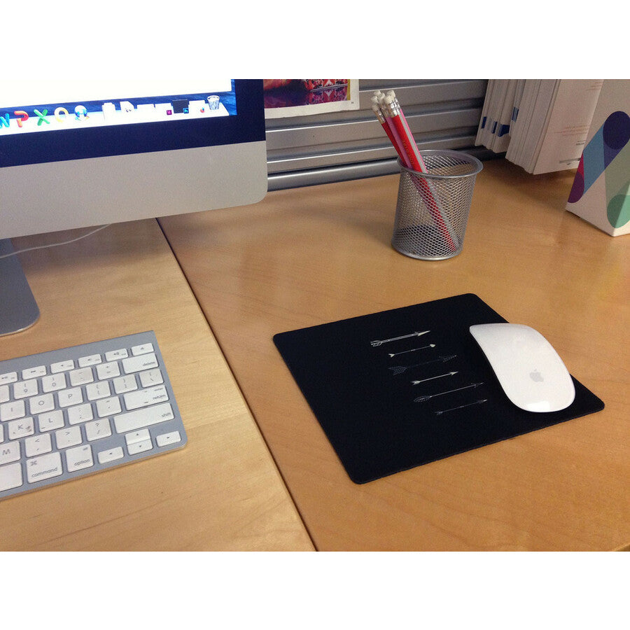 OTM Hipster Prints Black Mouse Pad, Shooting White Arrows