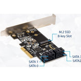 IO Crest 4 port Non-RAID SATA III 6Gbp/s and M.2 B Key 2242 PCI-e x4 Controller Card