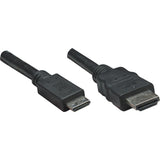 Manhattan High Speed HDMI Cable, Mini HDMI Male/HDMI Male, 6', Black