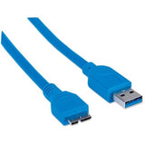 Manhattan SuperSpeed USB 3.0 A Male to Micro-B SuperSpeed Male Device Cable, 5 Gbps, 6 ft (2m), Blue