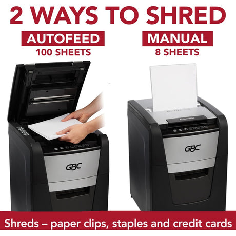 GBC AutoFeed+ Home Office Shredder, 100X, Super Cross-Cut, 100 Sheets