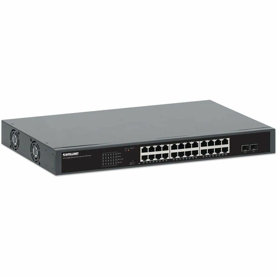 Intellinet 24-Port Gigabit Ethernet PoE+ Switch with 2 SFP Ports