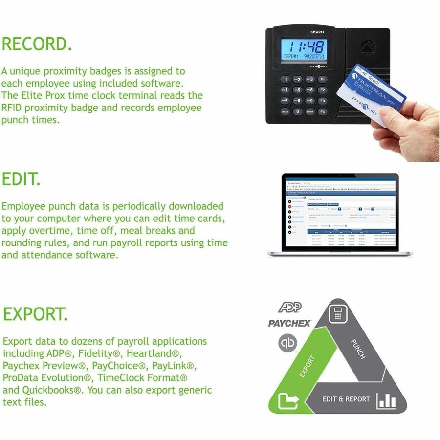 Pyramid Time Systems Timetrax Elite Prox Time Clock, Ethernet