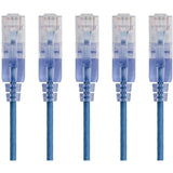 Monoprice 5-Pack, SlimRun Cat6A Ethernet Network Patch Cable, 1ft Blue