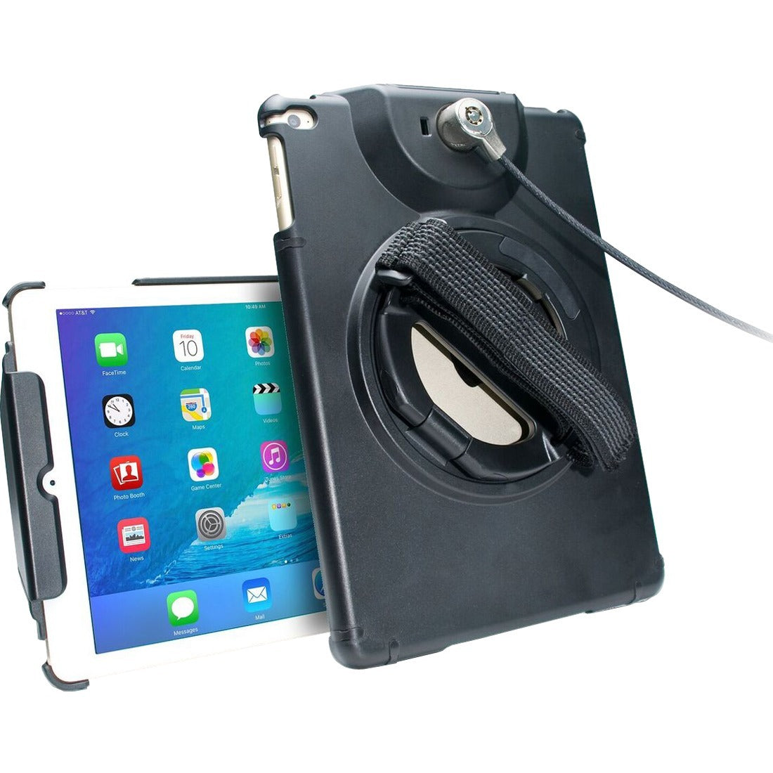 CTA Digital Anti Theft Case with Grip Stand for iPad Air, iPad Air 2