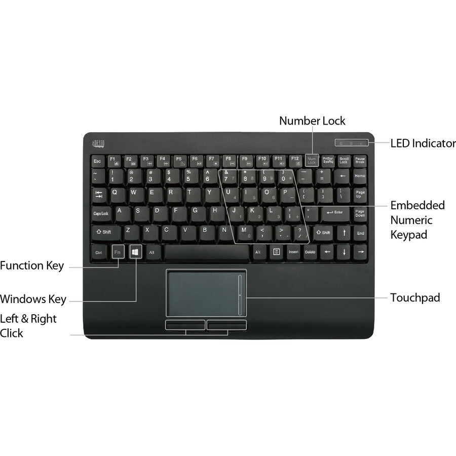 Adesso Wireless Mini Touchpad Keyboard