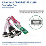 IO Crest 4 Port RS-232 DB9 Serial M.2 B+M Key Controller Card