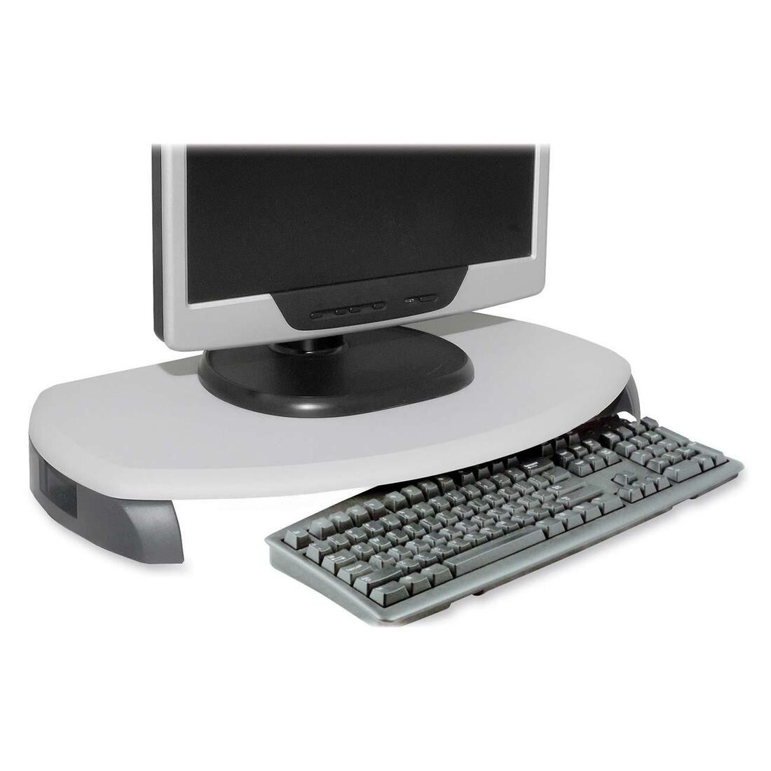 Kantek LCD/CRT Stand with Keyboard Storage - Two Tone Gray