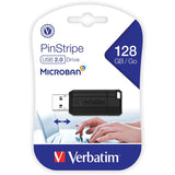 128GB PinStripe USB Flash Drive - Black