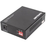 Intellinet Gigabit PoE+ Media Converter, 1000Base-T RJ45 Port to 1000Base-LX (SC) Single-Mode, 20 km (12.4 mi.), PoE+ Injector (With 2 Pin Euro Power Adapter)