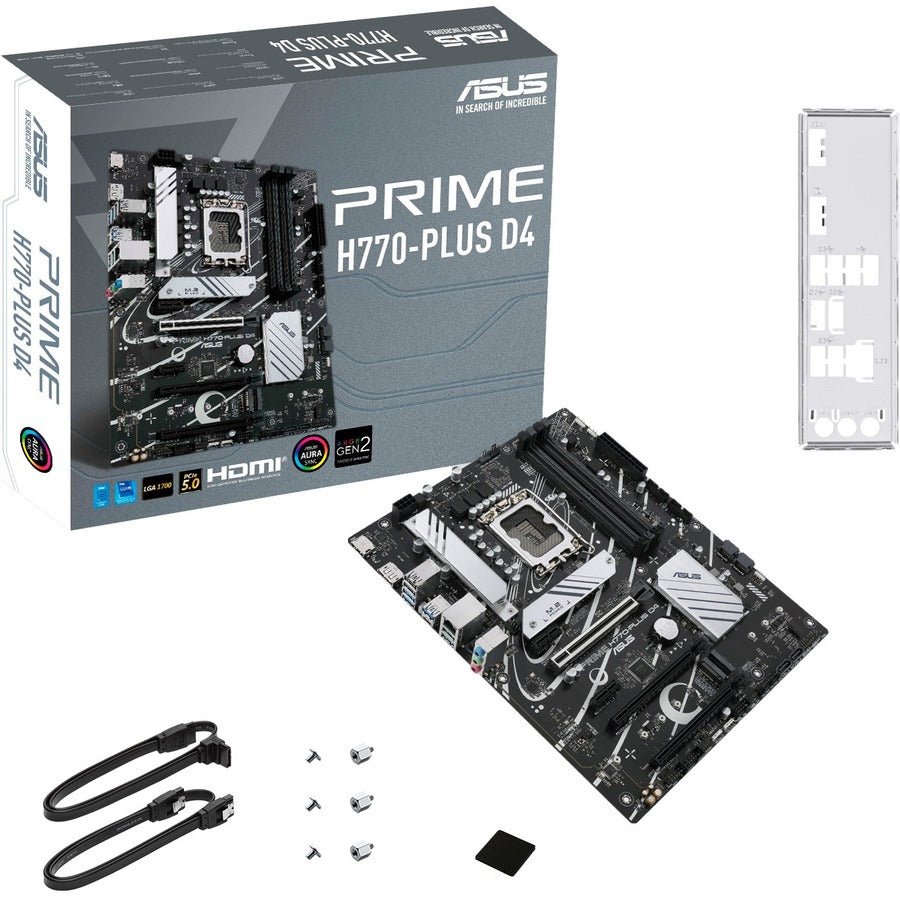 Asus Prime H770-PLUS D4 Desktop Motherboard - Intel H770 Chipset - Socket LGA-1700 - ATX