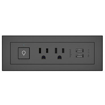 Legrand Furniture Power 2-Outlet with Switching and USB-A Unit- Black