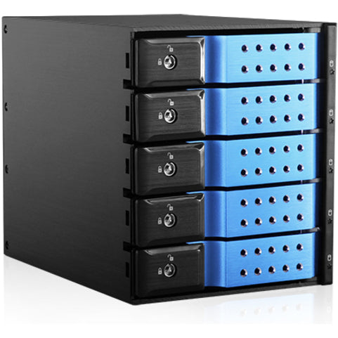 iStarUSA BPN-DE350HD Drive Enclosure for 5.25" - Serial ATA/600 Host Interface Internal - Black, Blue