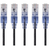 Monoprice 5-Pack, SlimRun Cat6A Ethernet Network Patch Cable, 7ft Black