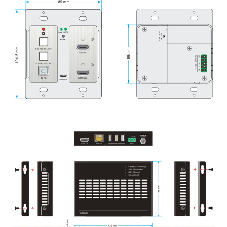 KanexPro WP-HDBTKVM3 KVM Switchbox